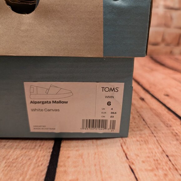 Tom's Alpargata Mallow Casual White Canvas Slip-On Shoes with Leopard Insole 6 - Picture 4 of 12